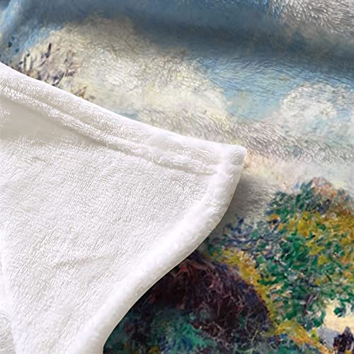 Manta De Lana 3D Estampado Manta Ligera Franela para Adultos NiñOs Dormitorio Sala De Estar Sofá Oficina Acogedora Manta, Pintura Famosa Alfred Sisley Camino A La Entrada del Bosque 100×130 cm