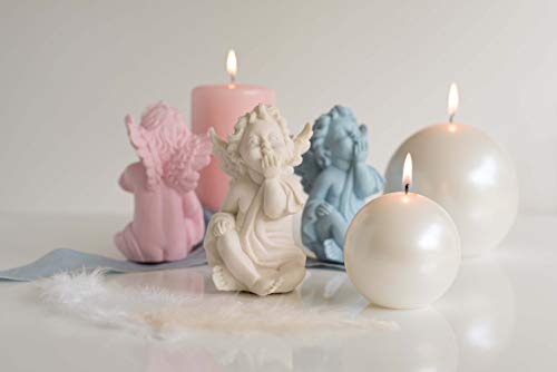 MANULENA Figura Decorativa Y Aromática con Forma De Ángel. Aroma Peony Rose. Color Rosa. Figura Tradicional De Temática Religiosa. Tamaño 18 x 9 cm.