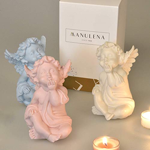 MANULENA Figura Decorativa Y Aromática con Forma De Ángel. Aroma Peony Rose. Color Rosa. Figura Tradicional De Temática Religiosa. Tamaño 18 x 9 cm.