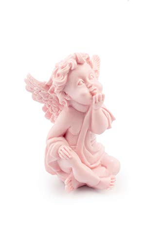 MANULENA Figura Decorativa Y Aromática con Forma De Ángel. Aroma Peony Rose. Color Rosa. Figura Tradicional De Temática Religiosa. Tamaño 18 x 9 cm.