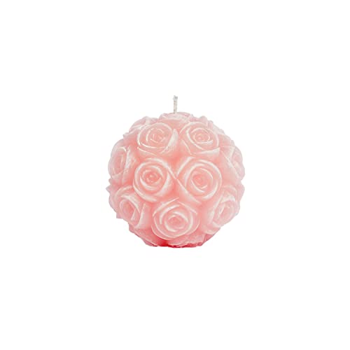 MANULENA Vela Decorativa y Aromática Con Forma De Rosa. Aroma Peony Rose. Vela Decorativa De 35 Horas De Duración. Mecha De Algodón Orgánico. Color Rosa. Tamaño 9 x 9 x 9 cm.