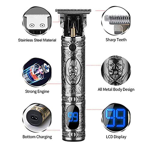 Máquina Cortar Pelo, Cortapelos Hombre Profesional, Inalámbrico Corte Pelo, Recortadora Eléctrica, Recortador Pelo Barba Kit, Carga USB, Regalo de San Valentin para Hombre, para Familias, Peluqueros