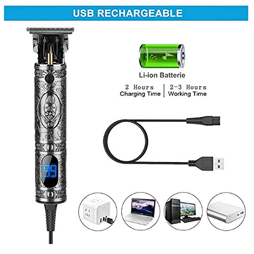 Máquina Cortar Pelo, Cortapelos Hombre Profesional, Inalámbrico Corte Pelo, Recortadora Eléctrica, Recortador Pelo Barba Kit, Carga USB, Regalo de San Valentin para Hombre, para Familias, Peluqueros