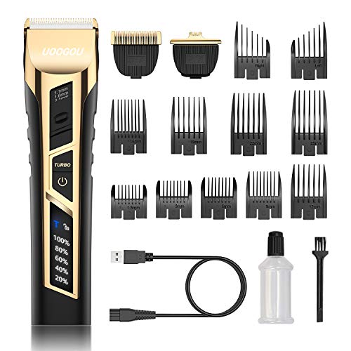 Máquina Cortar Pelo Profesional, Cortapelos Hombre y Recortadora 16 en 1 de barba Eléctrica Recargable con Recarga USB, 38 Longitudes de corte (Dorado)