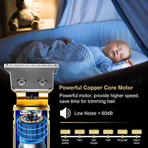 Maquina Cortar Pelo Profesional, Maquina de Afeitar Cortapelos hombre Cortadora de Pelo Inalámbrico Recortadora de Barba para Hombres, Carga USB, Pantalla LED, para Familias, Peluqueros (Dorado)
