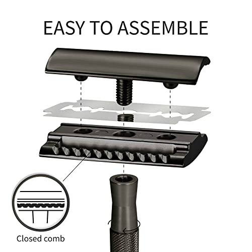 Maquinilla de Afeitar Clásica Negro | Maquinilla de Afeitar para Hombre | Cuchilla de Afeitar | Compatible con Todas las Hojas de Afeitar | Productos Ecológicos | Maquinilla de Afeitar | Bambaw