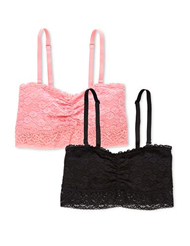 Marca Amazon - Iris & Lilly Sujetador Cotidiana Mujer, Pack de 2, Multicolor (Black/pink), S, Label: S