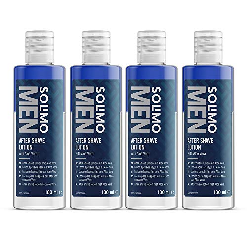 Marca Amazon - Solimo Loción after shave para hombres, 4 x 100ml