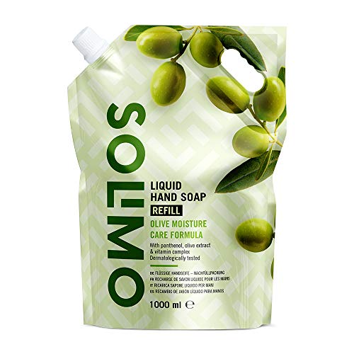 Marca Amazon - Solimo Recambio de jabón líquido para manos. Fórmula hidratante de oliva- 1000ml