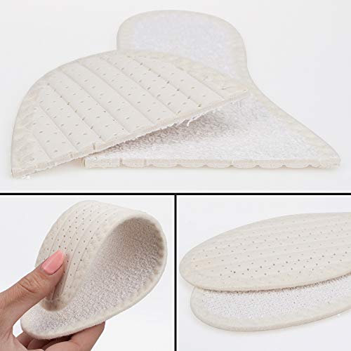 Marol - 3 pares de suelas descalzos de algodón 100% rizo con amortiguación de látex, plantillas contra olores desagradables y bacterias, talla 36-47, color Blanco, talla 42 EU