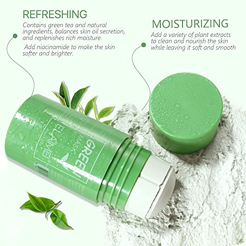 Mascarilla de arcilla purificante de té verde, reducción de puntos negros y acné, mascarilla limpiadora hidratante, control de aceite, mascarilla de barra de limpieza profunda de poros de té verde