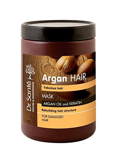 Mascarilla para el cabello con aceite de argán y queratina para cabello dañado, 1000 ml, Dr. Sante/5124