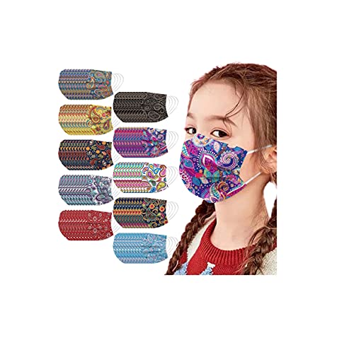 Mascarillas Colores 100 unidades para 4-15 años, Dibujos Animados para Actividades Aire Libre Patrón Escuela Fiesta Patrón de Dibujos Animados de Dinosaurios para Niños con Cuerda Elástica (Estilo 2)