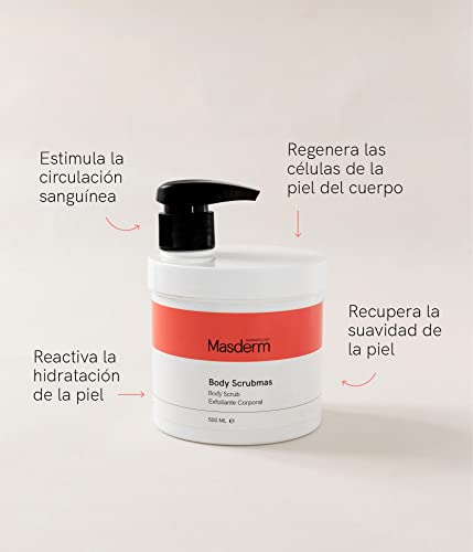 MASDERM | Exfoliante Corporal 500 ML | Exfoliante Corporal Mujer y Hombre | Body Scrub | Gel Exfoliante Corporal | Peeling Corporal | Exfoliante Natural | Aceite de Argan, Aloe Vera y Rosa Mosqueta
