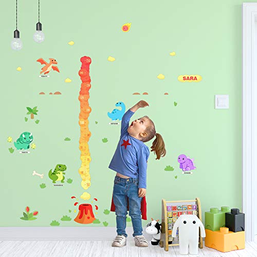 Medidor de altura PERSONALIZADO con nombre para pared (Dinosaurios XL)