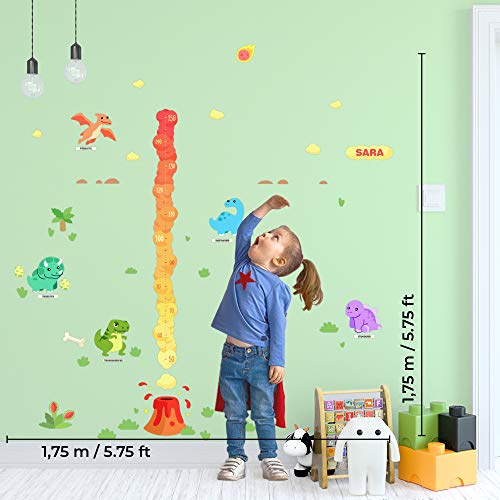 Medidor de altura PERSONALIZADO con nombre para pared (Dinosaurios XL)
