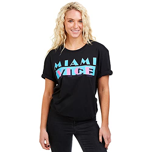 Miami Vice Logo Camiseta, Negro (Black Blk), 40 (Talla del Fabricante: Medium) para Mujer