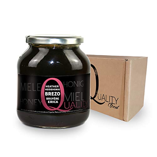 Miel pura de abeja 100%. Miel cruda de Brezo. 1 Kg. Producida en España. Sin pasteurizar ni calentar. Artesana. Tarro de cristal. Gran variedad de exquisitos sabores.