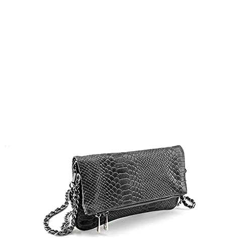 MODELISA - Bolso Bandolera Piel Correa De Hombro Efecto Cocodrilo Mujer (Negro)