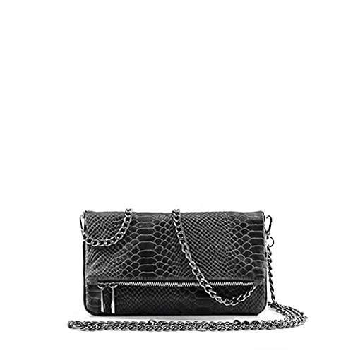 MODELISA - Bolso Bandolera Piel Correa De Hombro Efecto Cocodrilo Mujer (Negro)