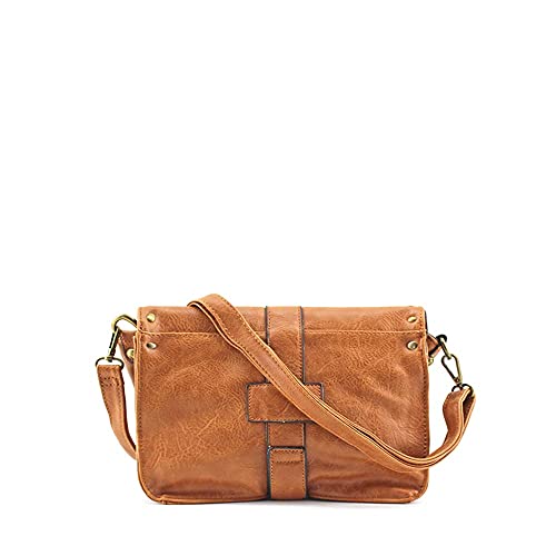 MODELISA - Bolso Bandolera Tachuelas Con Solapa Casual Informal Mujer (Marrón)