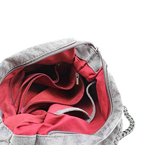 MODELISA - Bolso Hombro Con Asa De Cadena Para Mujer (Gris)