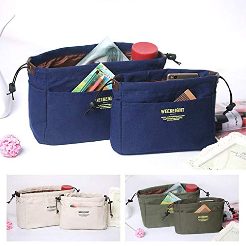 Monbedos - Bolsa de Lona para cosméticos y Maquillaje, Gran Capacidad, con cordón, portátil, para Viajes y Negocios, Blue 2, 23 * 16 * 8CM