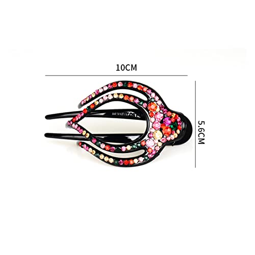 Mujeres Rhinestones Cuerdas for el Cabello Palitos de Pelo Colorido Cristal Completo Flor Cotencias de Pelo Cangrejo Horquilla Novia Pelo Joyería (Metal Color : Champagne)