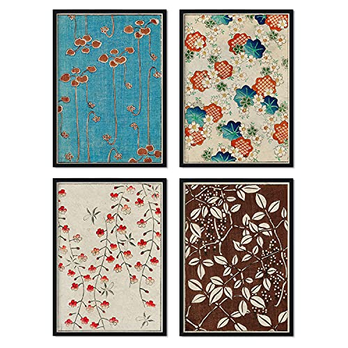 Nacnic Pack de láminas Plantas. Pósters con ilustraciones de la revista Vintage japonesa Shin Bijutsukai. Decoración de interiores. Tamaño A3.