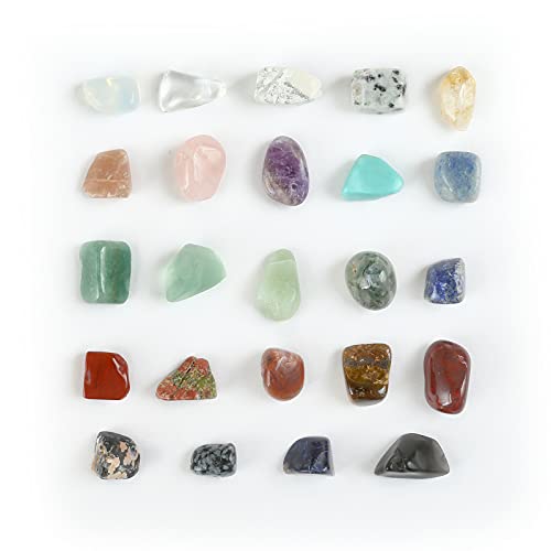 Naler 24 Colección de Rocas y Minerales Colección de Piedras Preciosas Reales para Niños con Guía de Identificación Educativa Regalo de Científica Juguetes Educativos para Niños y Niñas