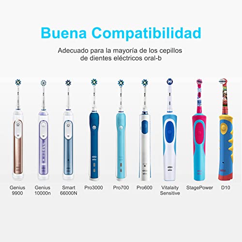 Newding Cargador de Cepillo Eléctrico Oral-B Pro 3 3900 2 2500 600 750 Vitality 100 170 Genius 8000 Smart 4 4500 Kids Junior Niños TriZone Series 3757, Adaptador Reemplazar Braun Oral-B Original