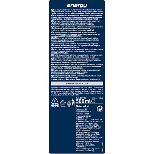 Nivea Men gel para cuerpo, cara & pelo, Energy, 500 ml