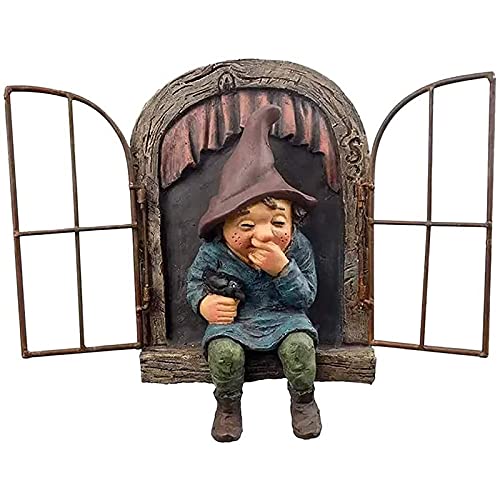 NIWWIN Adornos de árbol de Estatua de Resina 3D de gnomo de jardín, decoración de Estatua en Miniatura. Figura Linda Estatua Accesorios de jardinería para Interiores y Exteriores