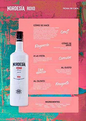 Nordesía Vermú Roxo - Bebida Gallega con Vino y Aguardiente, Sabor Hechizante, Fresco e Intenso, con Notas Afrutadas y Florales, Botella Premium de 1L