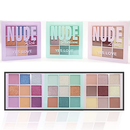 NUDE X3 Sombra de ojos Paleta X27 sombras "Bolsillo" , acabados mate, satinados y brillantes - Pigmentos compactos y Polvo suave