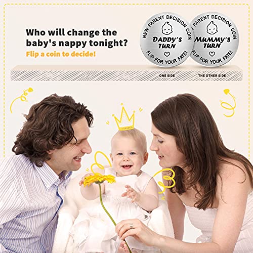 Nuevo Papá Mamá Regala Moneda de Decisión,LucBuy Gracioso Nuevo Regalo para Bebé Regalo para Padres Nuevos,Bebé Ducha Madres Día del Padre Cumpleaños de Navidad Regalo de Acción de Gracias