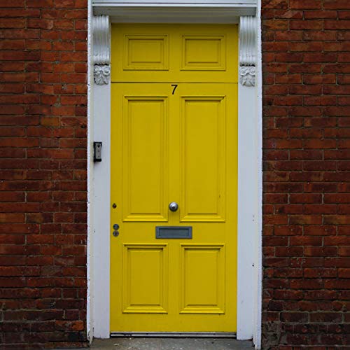 Número de calle en acero inoxidable negro mate, con dorso adhesivo, con una altura de 76 mm, número de casa, diseño de puerta (7)