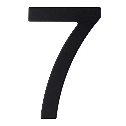 Número de calle en acero inoxidable negro mate, con dorso adhesivo, con una altura de 76 mm, número de casa, diseño de puerta (7)