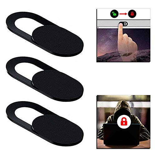 OcioDual 3 Tapas Tapaderas Deslizantes Pegatinas Adhesivas Tapones Cubiertas Negras para Seguridad Privacidad Cámara Web Webcam