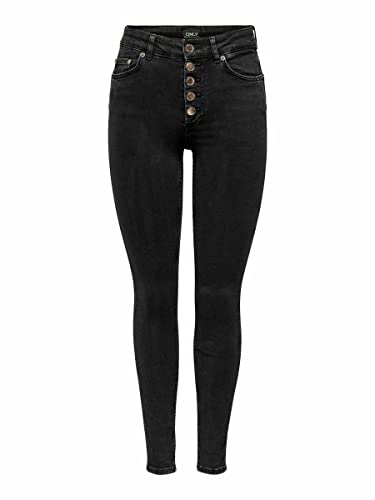 ONLY Vaqueros femeninos de corte entallado Petite ONLBobby Mid Ankle, Negro , 34