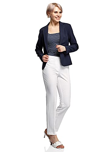 oodji Ultra Mujer Chaqueta Básica Ajustada, Azul, ES 42 / L