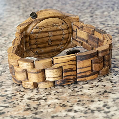 Opis Relojes Clásicos de Pulsera en Madera para Caballero - Mosqueteros: Aramis (M3-Madera de Cebra/Sándalo Negro)