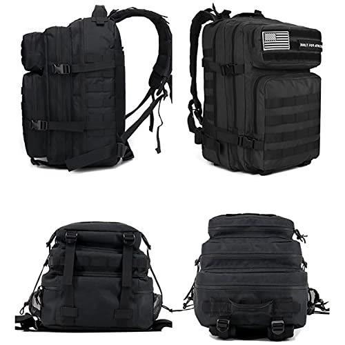 Oreunik Mochila Militar 45L Impermeable Táctica Mochila Molle Mochilas Gran Paquete de Asalto para Senderismo al aire libre, Camping, Senderismo, etc. (Negro)