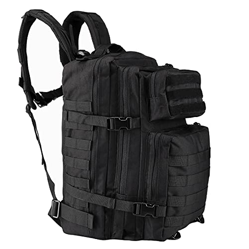 Oreunik Mochila Militar 45L Impermeable Táctica Mochila Molle Mochilas Gran Paquete de Asalto para Senderismo al aire libre, Camping, Senderismo, etc. (Negro)