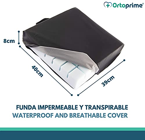 OrtoPrime Cojín Antiescaras Ranurado de Espuma - Prevención y Tratamiento de úlceras por presión en Coxis - Cojín Postural para Sillas de ruedas, Oficina, Coche y Hogar - Asiento Ortopédico