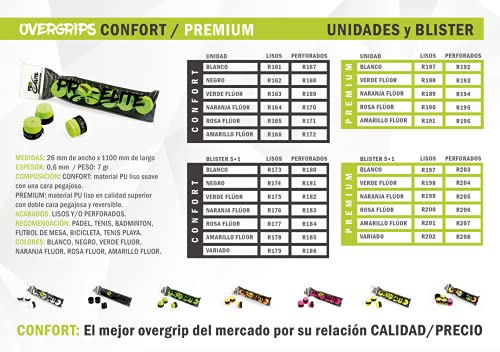 Overgrips Pro Elite Confort. Blister Que Contiene 2 unds en Color Amarillo, 2 unds en Color Rosa, 1 Verde, 1 Naranja, Todos Perforados.