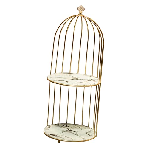 P Prettyia Estante para perfumes, Soporte para exhibición de Joyas de Maquillaje, Organizador de estantes, Soporte de Lujo para exhibición de Pasteles, Cuidado - Blanco Negro 2 Niveles