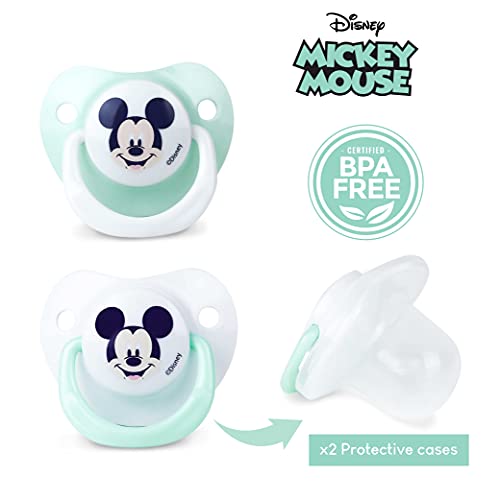 Pack Biberon Anticolicos Recien Nacido, 2 Chupete Bebe, Mordedor Bebe Refrigerante, Broche, Mickey Mouse - BONNYCO | Regalos Originales Para Bebes Recien Nacidos, Pack Biberones Anticolicos