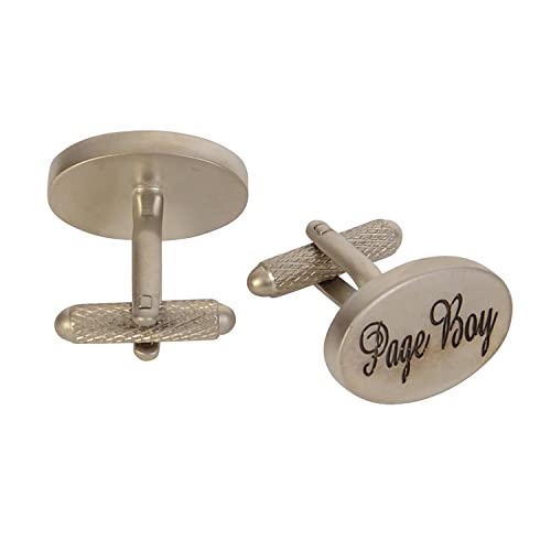 Paje páginas Boy plateado de boda Oval de gemelos y incluye caja de regalo