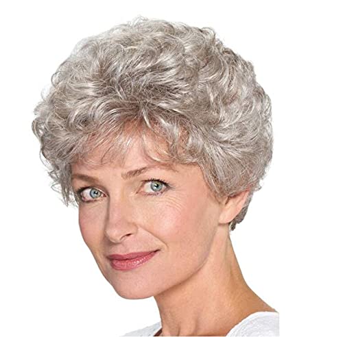 Peluca Corta, Pelo Corto Esponjoso Y Pelo Rizado Pelucas Para Mujeres Cabello Humano, Cabello De Uso Diario Natural Adecuado Para Mujeres Y Niñas De Mediana Edad Y Ancianas